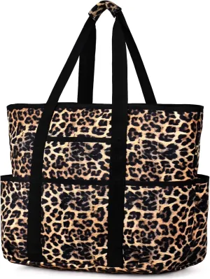 Becokan Beach Bags for Women Large Beach Tote Bag with Zipper Pockets Beach Bag Waterproof Sandproof Travel Nurse Tote Bag