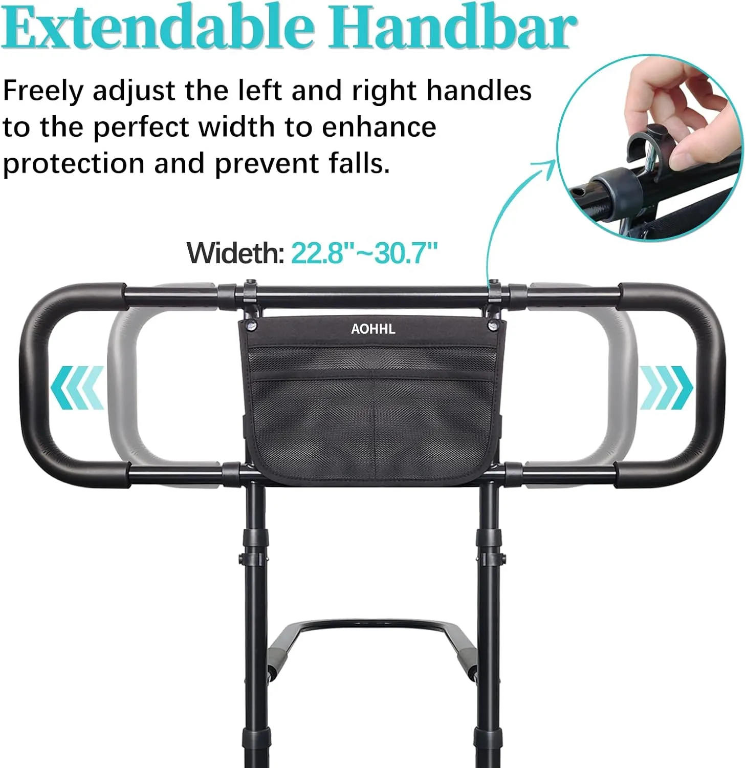 Bed Rails for Elderly Adults Safety with Adjustable Heights Storage Pocket Assist Support Side Railings for Seniors Citizens Slides Under Mattressbed Cane Bed Guard Bed Handles Bars (Black)