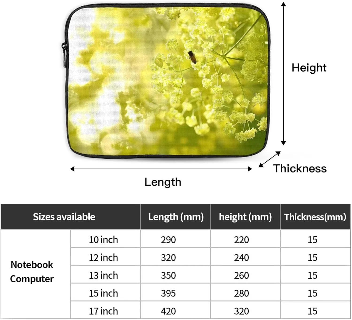 Bee Collecting Honey Laptop Inner Bag Laptop Sleeve Case Briefcase Carrying Laptop Cover