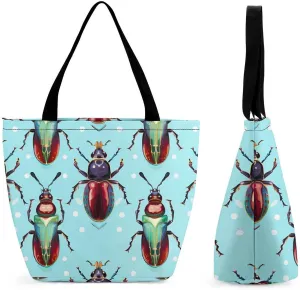 Beetles and Insects Women Tote Bag Casual Shoulder Bag Travel Shopping Handbags for Work Travel Fashion Gifts
