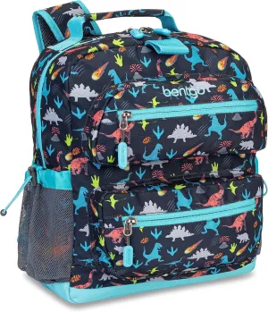 Bentgo Kids Backpack - Lightweight 14” Backpack in Fun Prints for School, Travel, & Daycare, Ideal for Ages 4 , Roomy Interior, Durable & Water-Resistant Fabric, & Loop for Lunch Bag (Dinosaur)