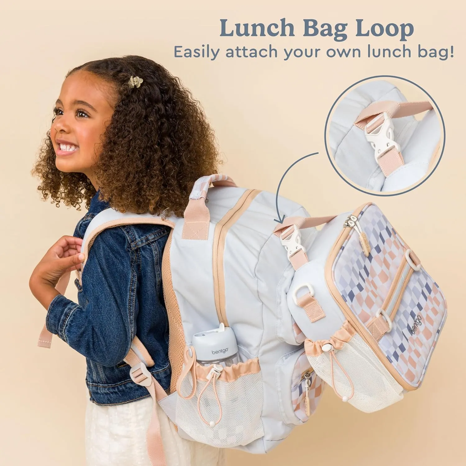 Bentgo Kids Backpack (Whimsy & Wonder Collection) - Lightweight 14’’ for School, Travel & Daycare - Ideal for Kids 4 , Durable & Water-Resistant, Roomy Interior, Loop for Lunch Bag (Checker Gradient)