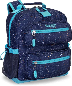 Bentgo Kids Confetti Backpack - Lightweight 14” Backpack for School, Travel & Daycare, Ideal for Ages 4 , Durable & Water-Resistant, Roomy Interior, & Loop for Lunch Bag (Confetti Edition-Abyss Blue)