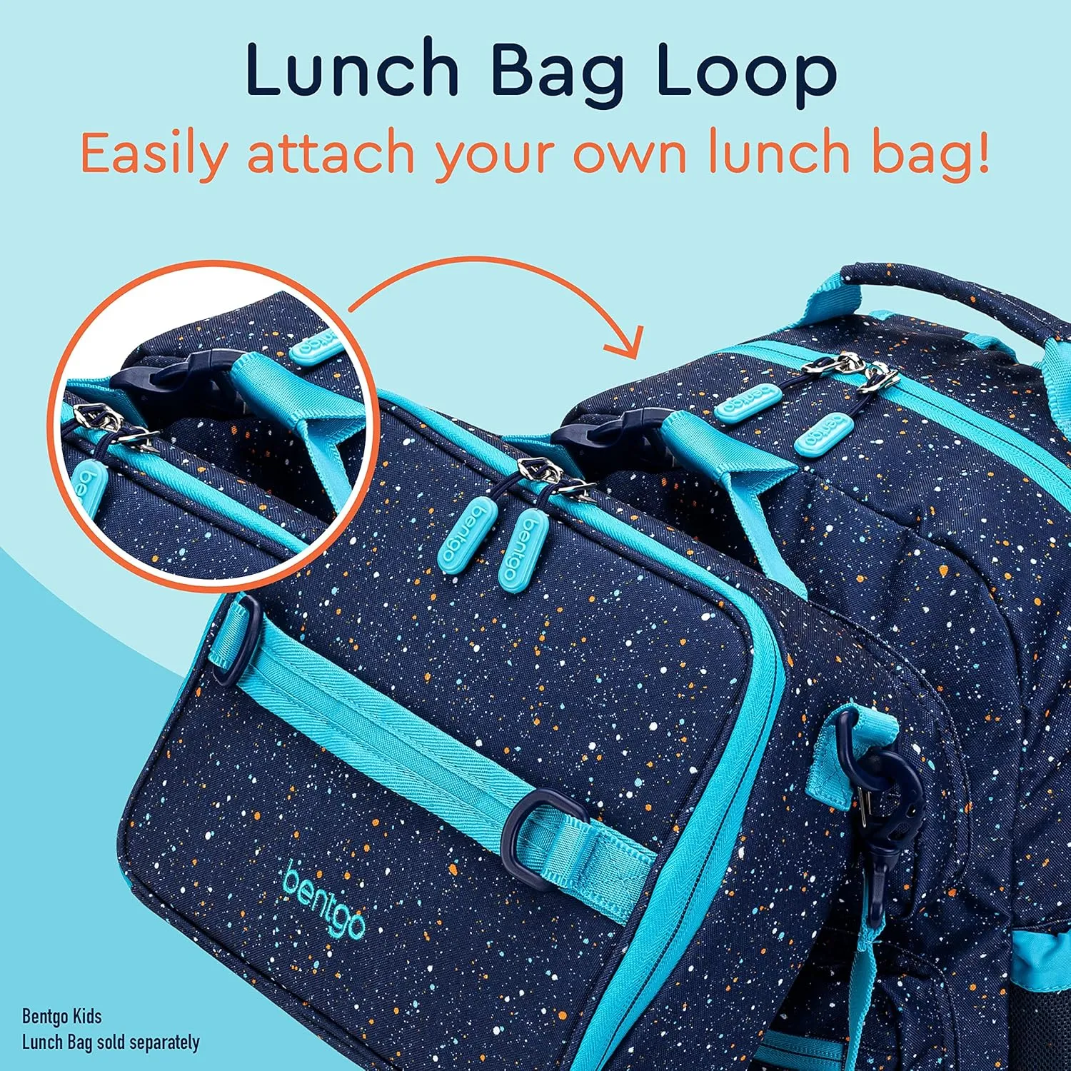 Bentgo Kids Confetti Backpack - Lightweight 14” Backpack for School, Travel & Daycare, Ideal for Ages 4 , Durable & Water-Resistant, Roomy Interior, & Loop for Lunch Bag (Confetti Edition-Abyss Blue)