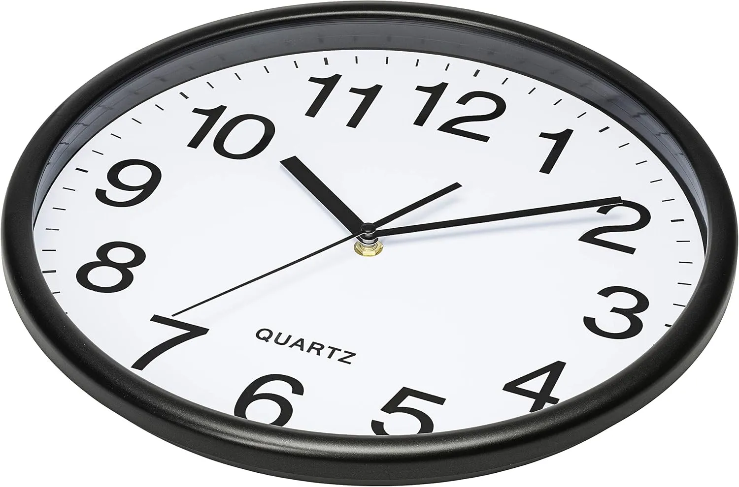 Bernhard Products Black Wall Clock, Large 13-Inch Silent Non Ticking Quartz Battery Operated Round Easy to Read Classroom/Home/School/Office Clock