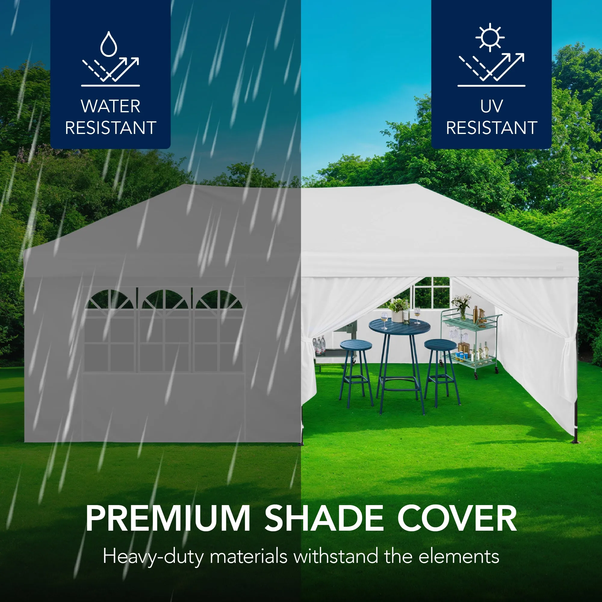 Best Choice Products 10x20ft Party Tent Pop Up Canopy Easy Setup w/ 1-Button Setup, Wheeled Case, 4 Weight Bags - White