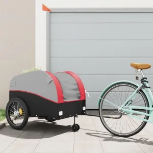 Bike Trailer for Heavy Goods Transport, Iron Frame, 99.2 lb Load Capacity, Black and Red
