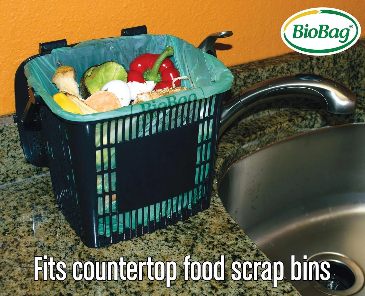 BioBag Kitchen Counter Food Scrap Bin and Compostable Bag Kit
