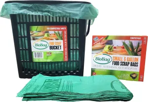 BioBag Kitchen Counter Food Scrap Bin and Compostable Bag Kit