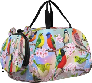 Bird Youth Sports & Travel Duffle Bag with Shoe Compartment,Waterproof Gym Bag for Girls and Boys (Overnight Essentials Organizer)