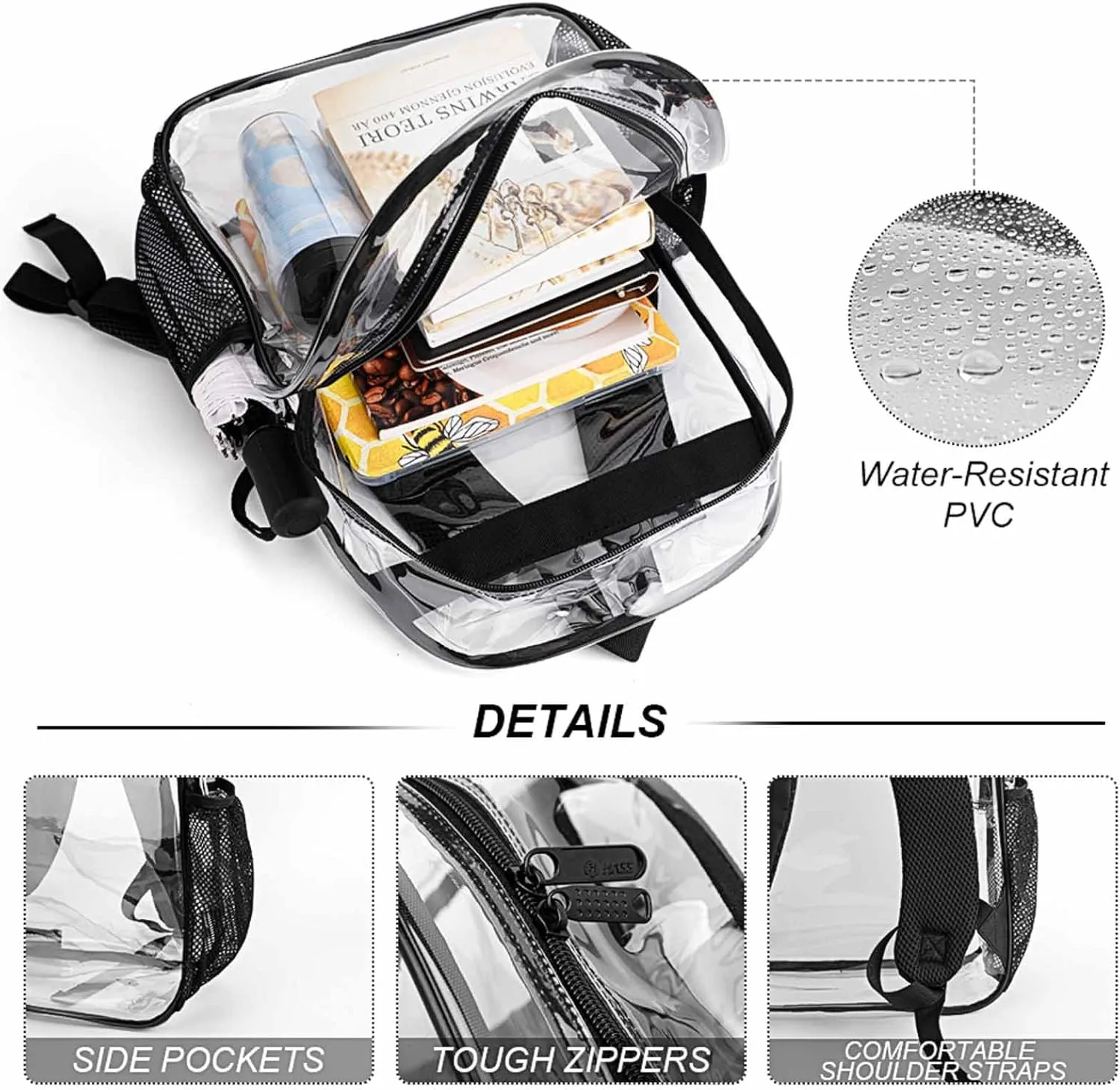 Black And White Boston Terrier Dog Red Backpack Transparent Multipurpose Anti-Theft Shoulder Bag Big Capacity Gym Outdoor Hiking Backpack With Padded Straps