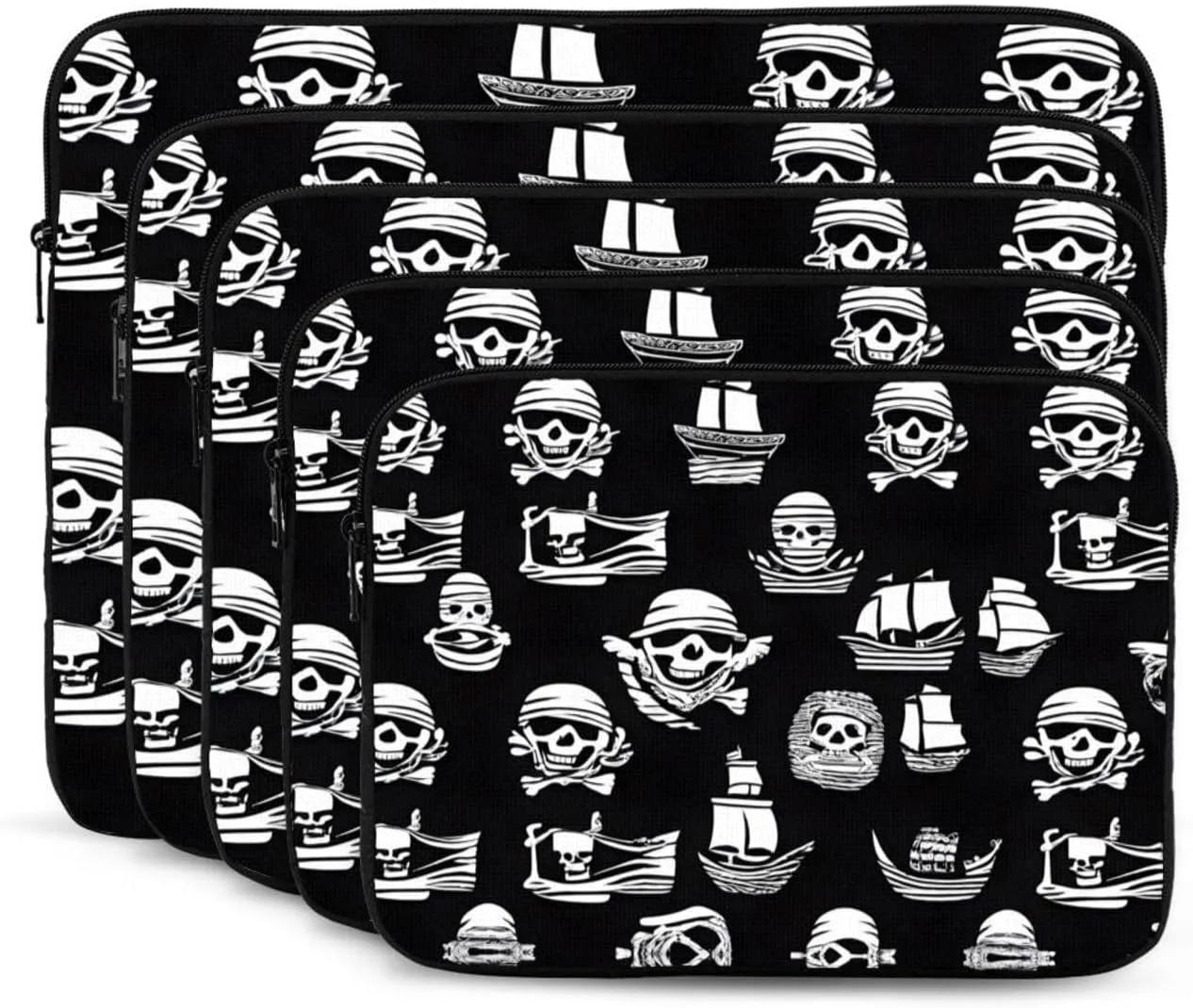 Black and White Pirates Pattern Shockproof Portable Laptop 13 inch Sleeve Bag for Men and Women - Ideal for Business Travel, School, and Daily Use