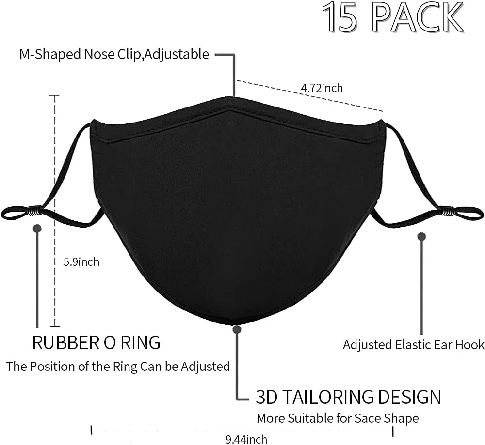 Black Reusable Breathable Cloth Face Protection，Adjustable Washable Male and Women Fashion Face Protection Cover