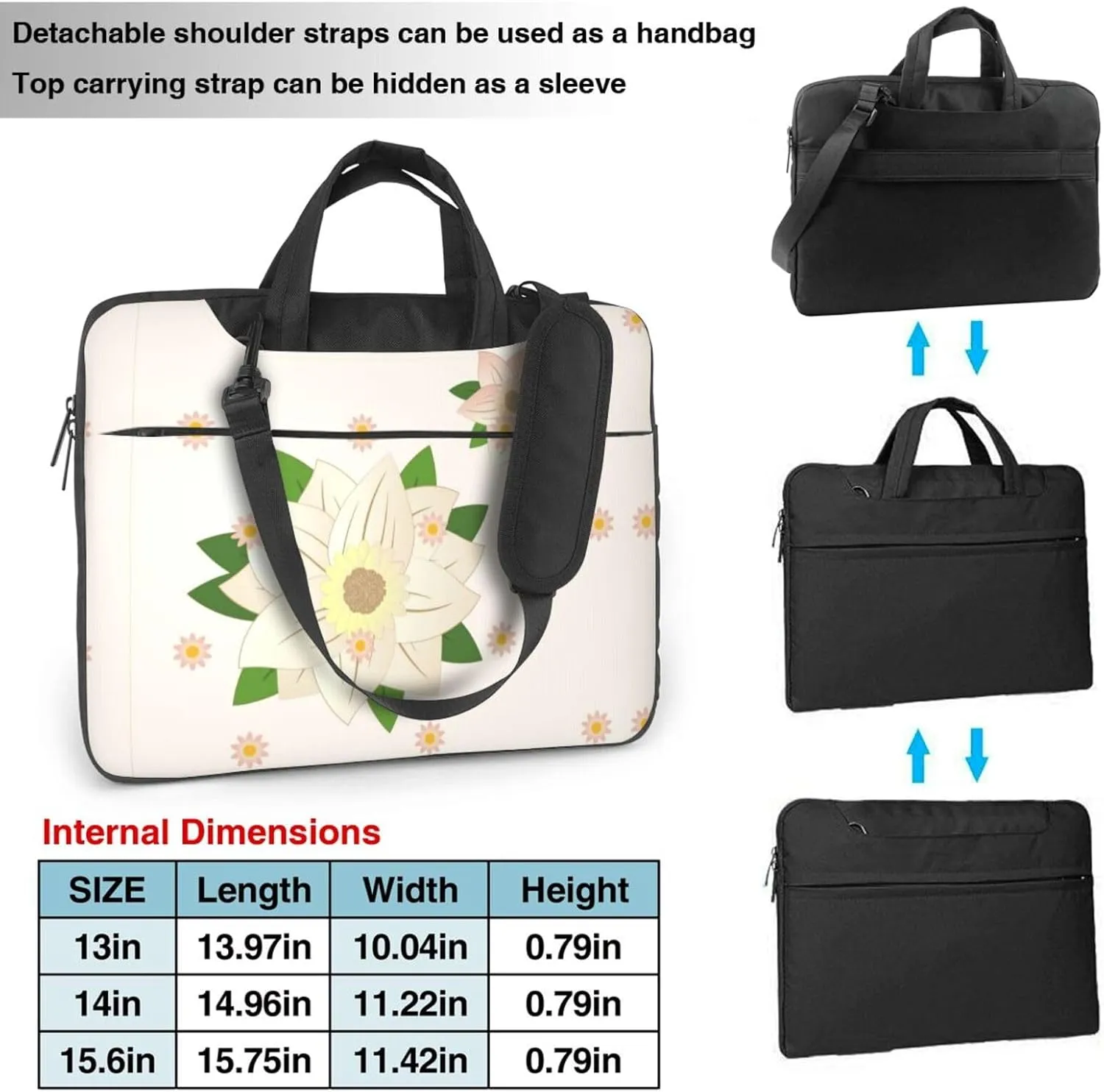 Blooming Hexagonal White Picture Oxford Cloth Shoulder Laptop Bag Stylish And Protective Shockproof Soft Lining
