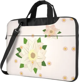 Blooming Hexagonal White Picture Oxford Cloth Shoulder Laptop Bag Stylish And Protective Shockproof Soft Lining