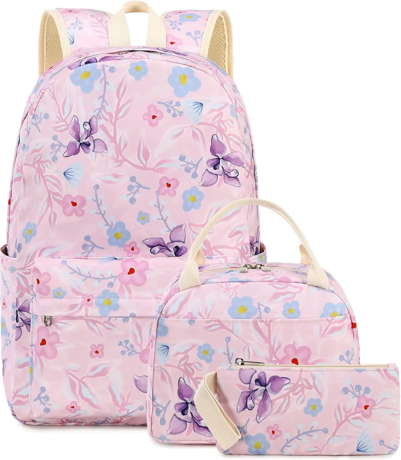 Bluboon Teen Girls School Backpack Kids Bookbag Set with Lunch Box Pencil Case Travel Laptop Backpack Casual Daypacks