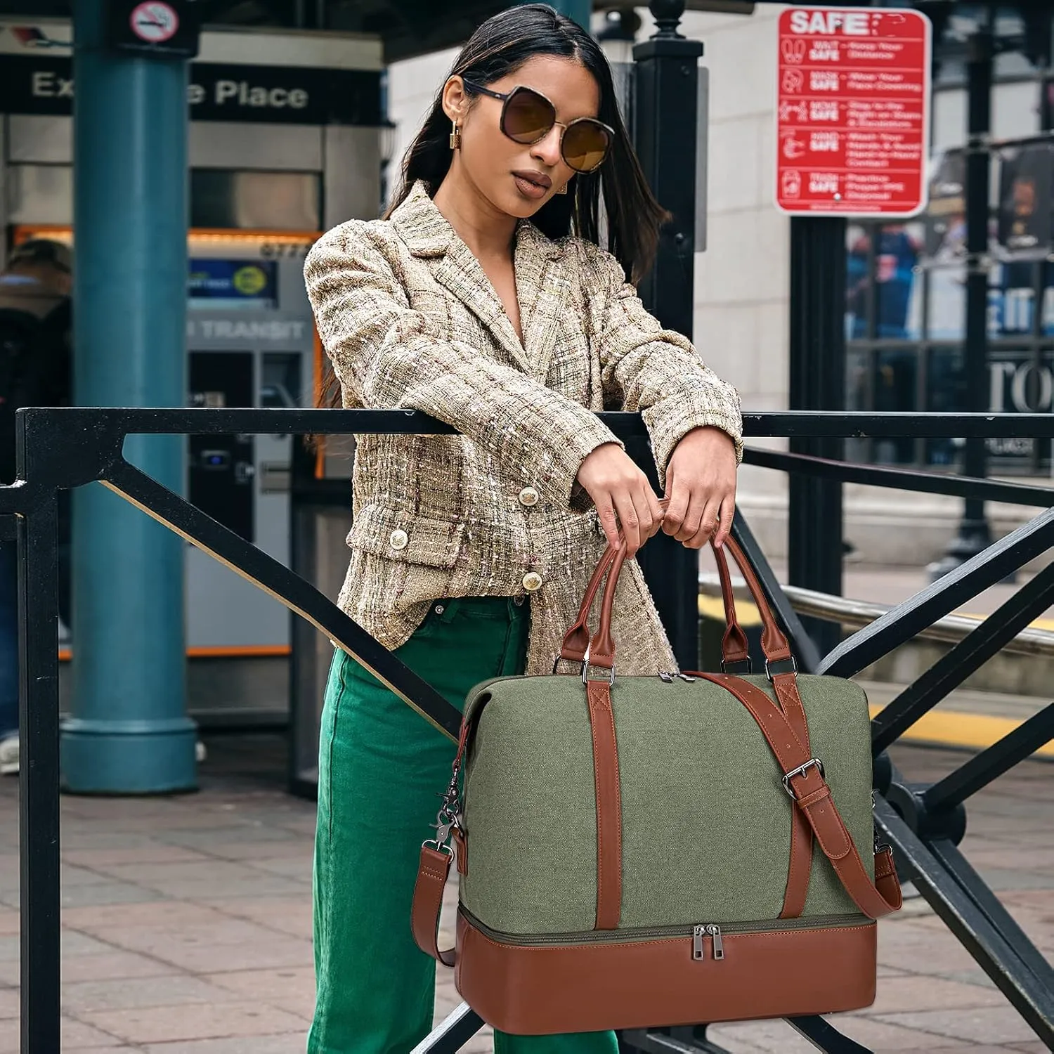 BLUBOON Travel Weekender Bag for Women Carry-on Tote Bag with Shoe Compartment Duffle Overnight Bag