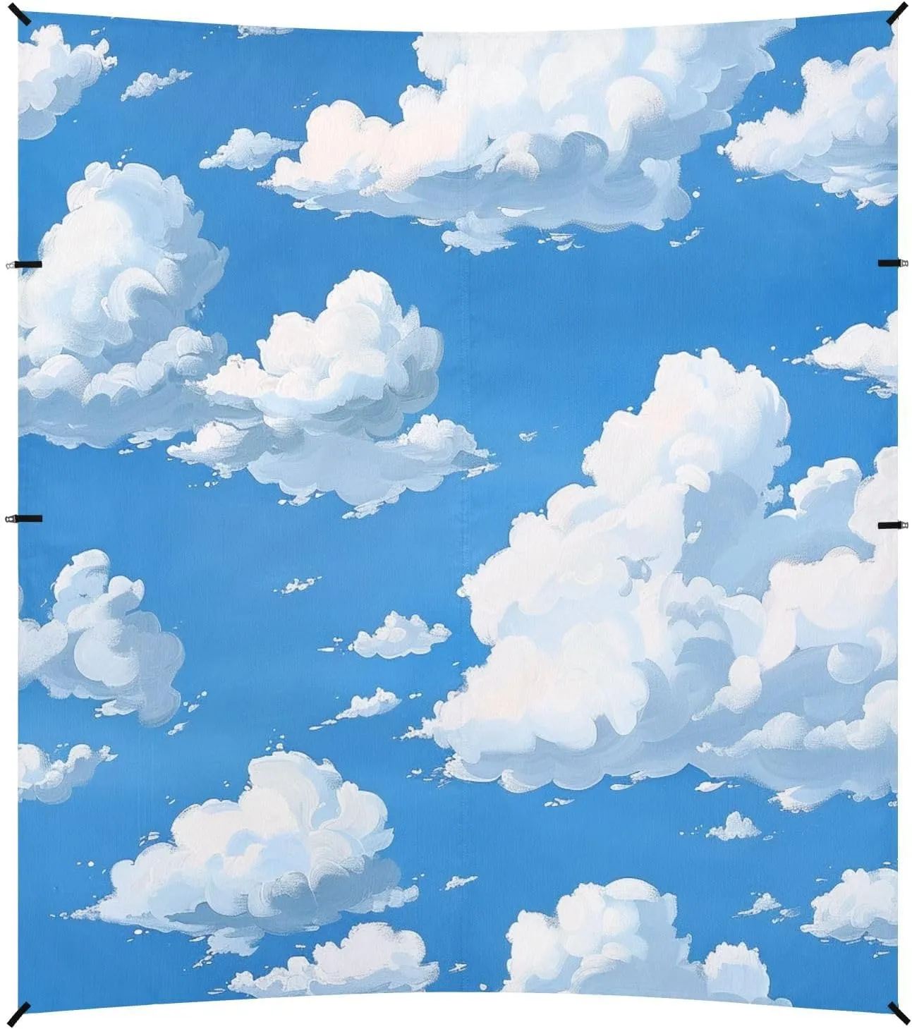 Blue and White Clouds Stable Beach Tent UPF50  Protection Waterproof Shade Sun Shelter with Sandbags and Shovel for Camping, Picnics, Backyard & Fishing