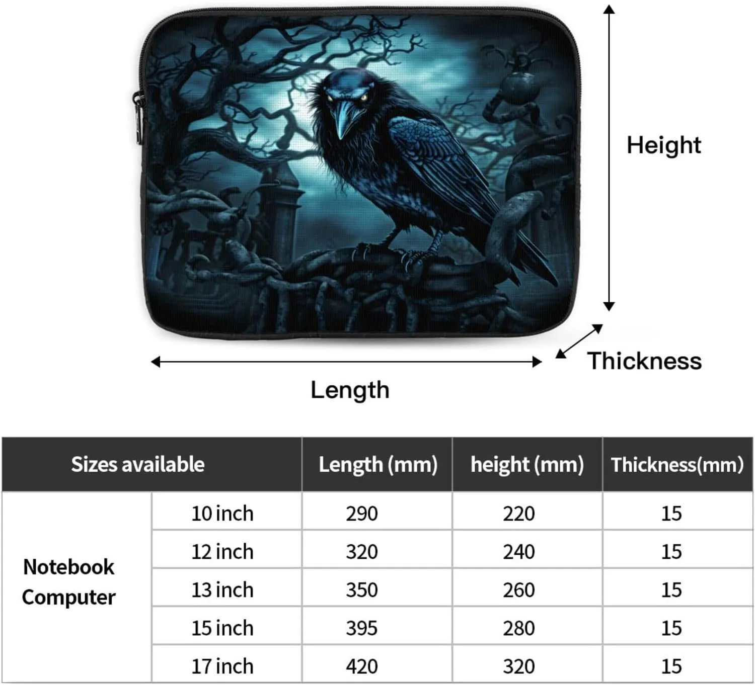 Blue Black Crow Laptop Inner Bag Laptop Sleeve Case Briefcase Carrying Laptop Cover
