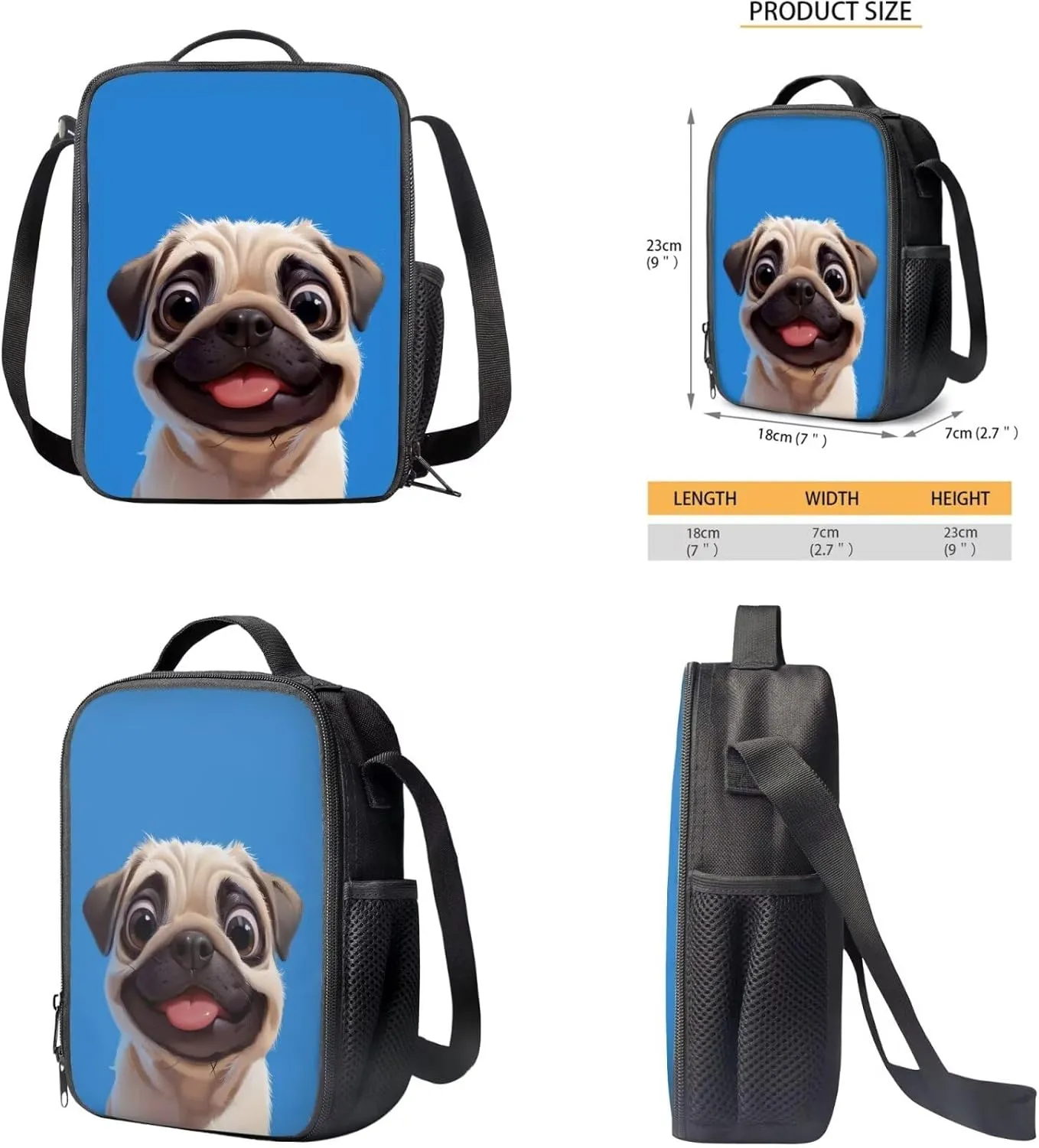 Blue Dog Bookbags for 5Th Grade Girls Backpack and Lunch Bag Set for Girls with Pencil Case Water Bottle Sleeve 4Pcs Set Bookbag for Students Going To School