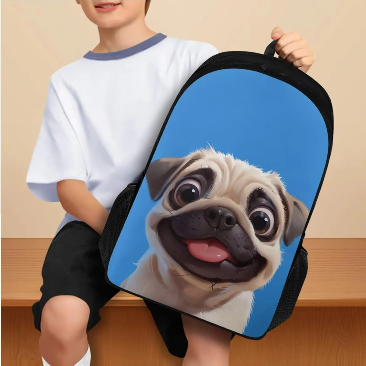 Blue Dog Bookbags for 5Th Grade Girls Backpack and Lunch Bag Set for Girls with Pencil Case Water Bottle Sleeve 4Pcs Set Bookbag for Students Going To School