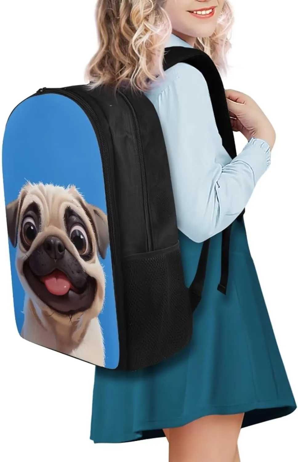 Blue Dog Bookbags for 5Th Grade Girls Backpack and Lunch Bag Set for Girls with Pencil Case Water Bottle Sleeve 4Pcs Set Bookbag for Students Going To School
