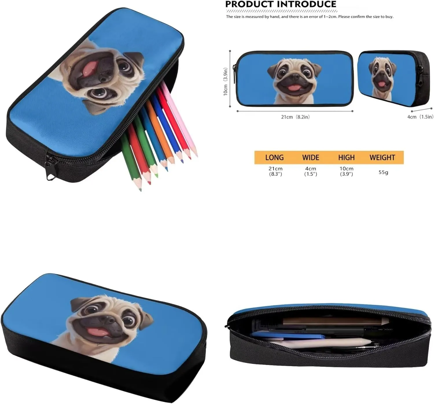 Blue Dog Bookbags for 5Th Grade Girls Backpack and Lunch Bag Set for Girls with Pencil Case Water Bottle Sleeve 4Pcs Set Bookbag for Students Going To School