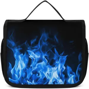 Blue Flame Portable Toiletry Bags,Travel Makeup Bags,Travel Cosmetic Bags,with Handle,Large Capacity