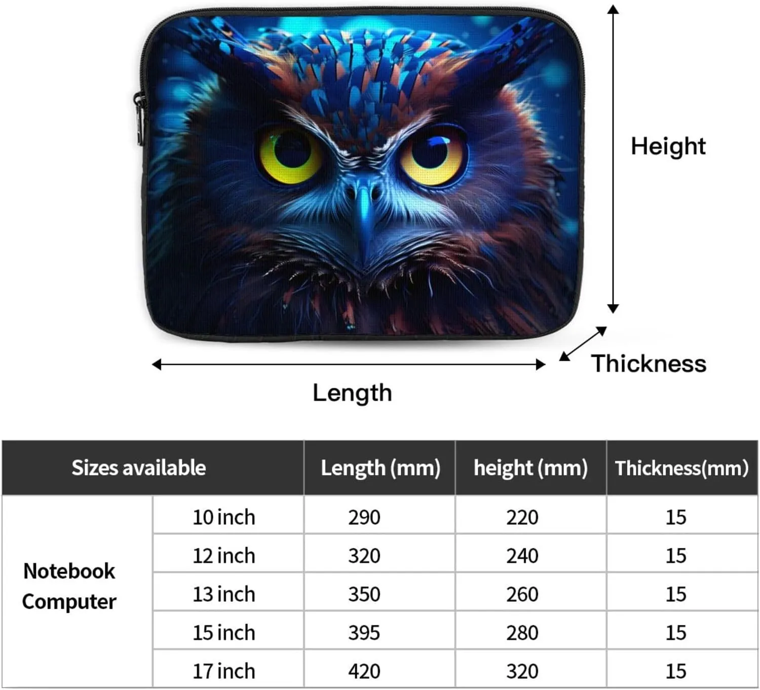 Blue Owl Laptop Inner Bag Laptop Sleeve Case Briefcase Carrying Laptop Cover