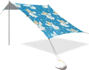 Blue Snow Angel Winter Designed UPF50  Beach Tent Lightweight Large Portable Sun Shelter with Carrying Bag for Backyard and Camping Parasol Beach