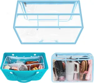 Blue Waterproof Clear Bogg Bag Insert for Beach Storage, Organizing Your Bog Tote and Dividing Space (X Large)