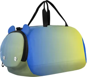 Blue Yellow Gradient Kids Cute Gym Bag with Shoes Compartment Multifunctional Kids Overnight Bag for Travel, Swimming, Dance, Ballet