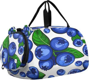 Blueberries Youth Sports & Travel Duffle Bag with Shoe Compartment,Waterproof Gym Bag for Girls and Boys (Overnight Essentials Organizer)