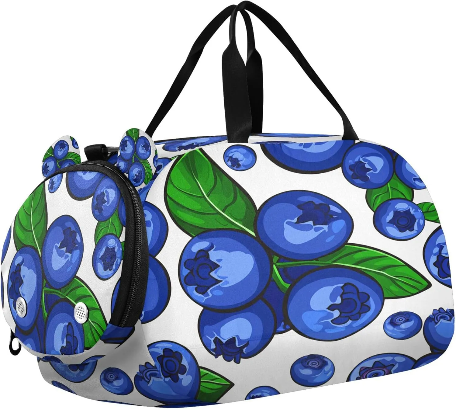 Blueberries Youth Sports & Travel Duffle Bag with Shoe Compartment,Waterproof Gym Bag for Girls and Boys (Overnight Essentials Organizer)