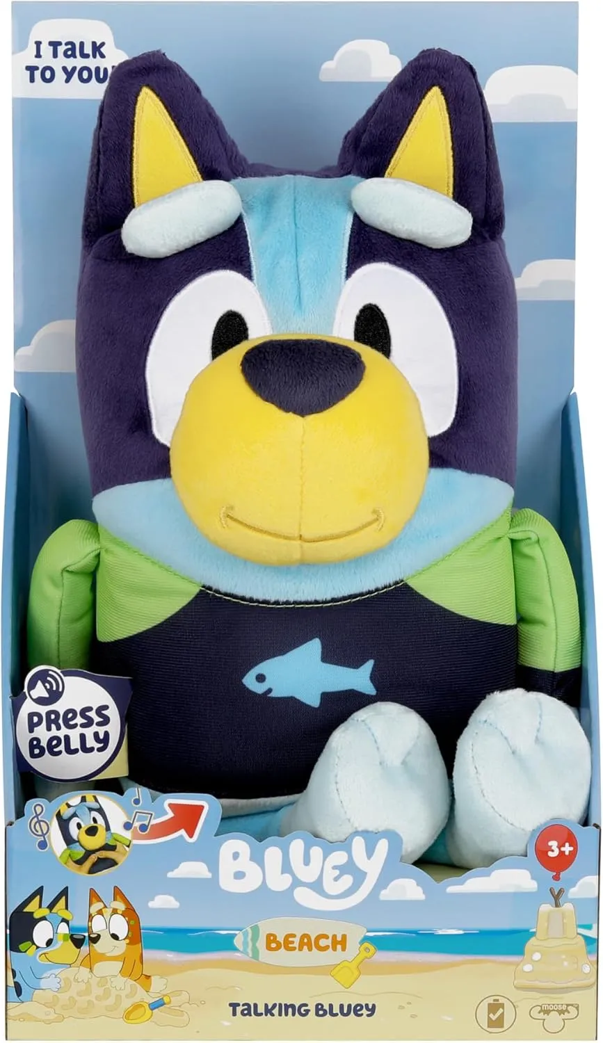 Bluey, Talking Beach 13" Talking Plush Toy with 9 Phrases Bases Around The Episode Beach Theme Song