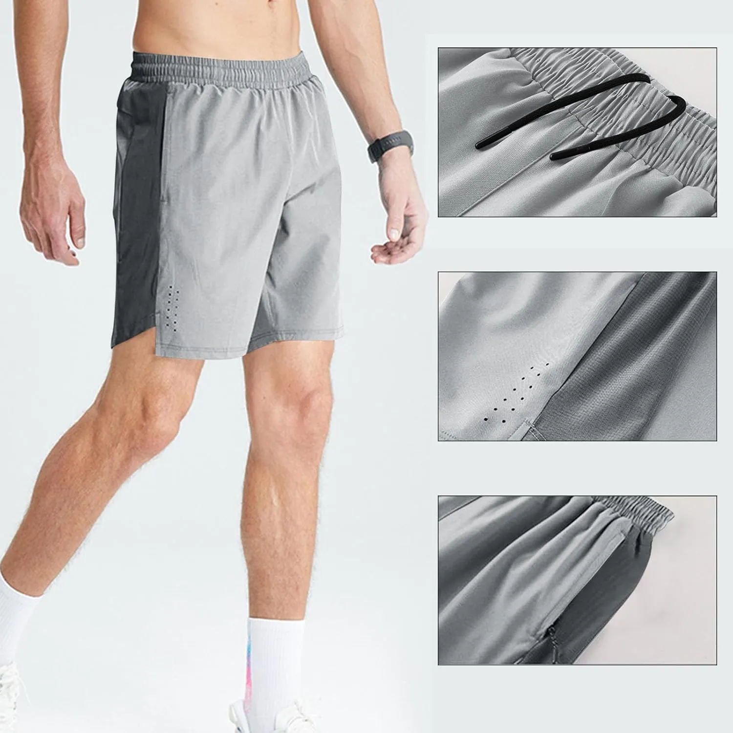 Bodybuilding Shorts for Mens, Mesh Breathable Workout Athletic Gym Shorts Running Stretchy Quick Drying Training Short