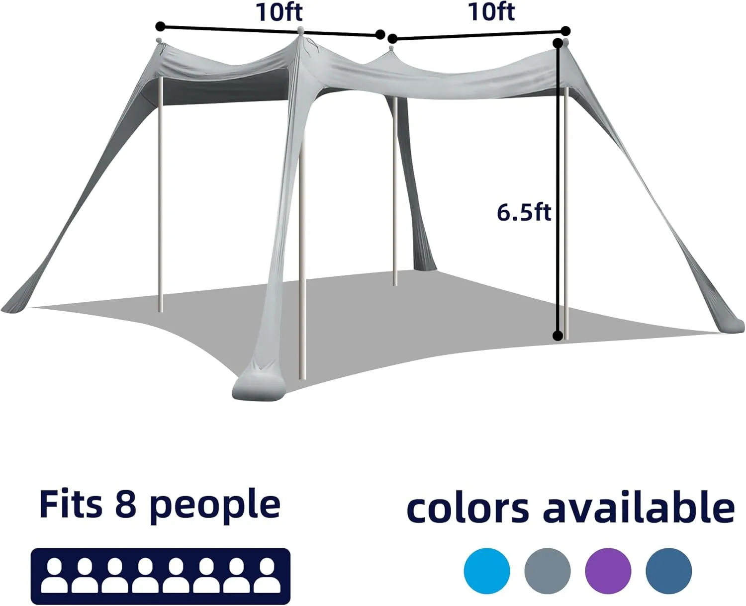 BOTINDO Family Beach Tent Canopy Sun Shade, Pop Up Grande Beach Tent Sun Shelter Stability 4 Poles with Portable Carry Bag Outdoor Shade for Fishing Backyard Camping