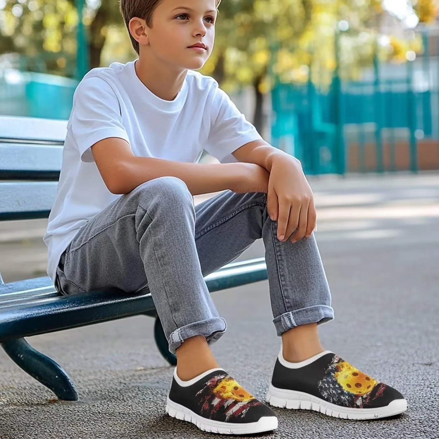 Boys Slip On Sneakers Shoes Kids Tennis Running Shoes Sport Themed