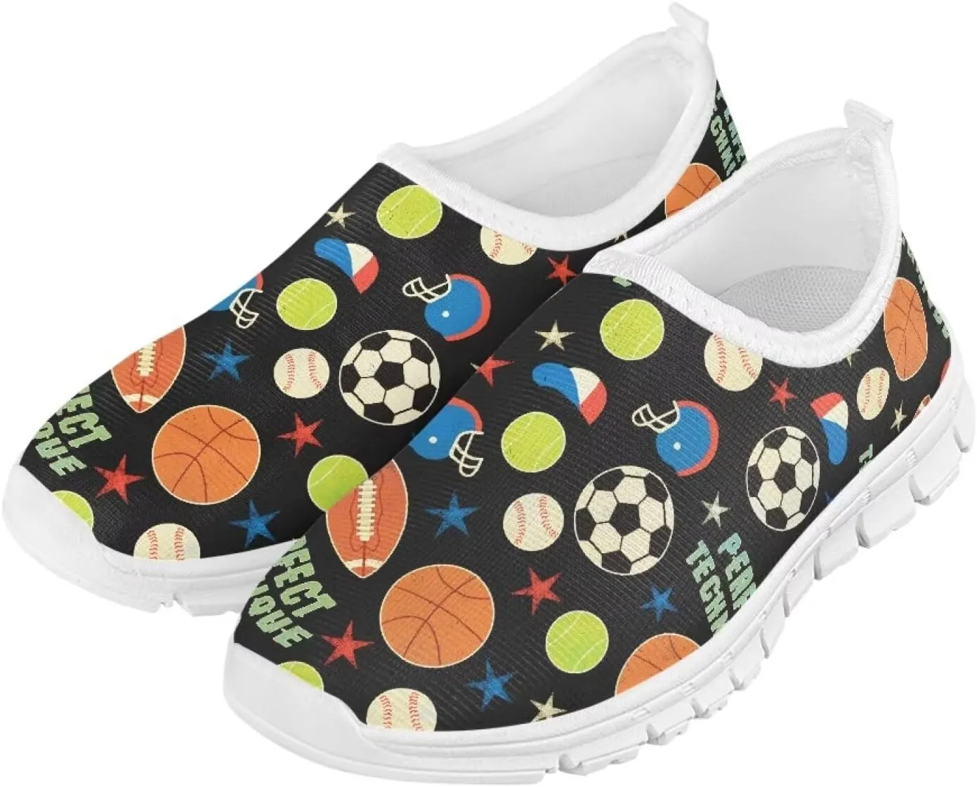 Boys Slip On Sneakers Shoes Kids Tennis Running Shoes Sport Themed