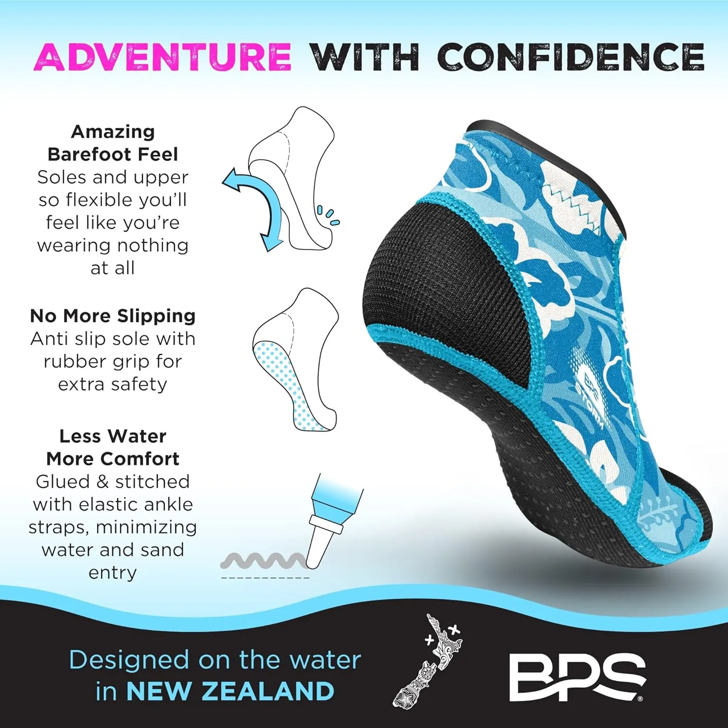 BPS ‘Storm’ Neoprene Socks 3mm Water Socks Sand Proof Wetsuit Booties Sand Socks for Beach Volleyball Sand Soccer Sports