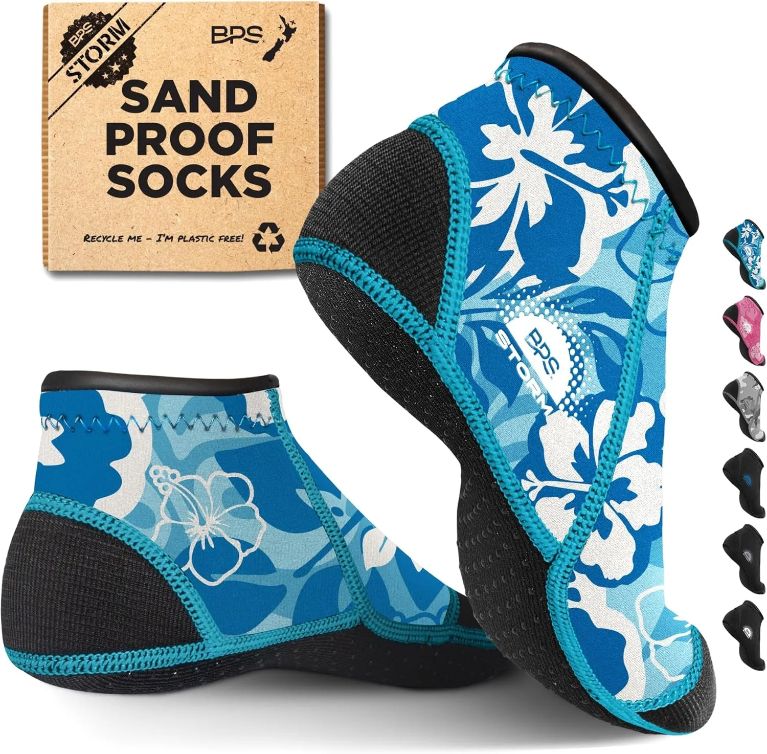BPS ‘Storm’ Neoprene Socks 3mm Water Socks Sand Proof Wetsuit Booties Sand Socks for Beach Volleyball Sand Soccer Sports