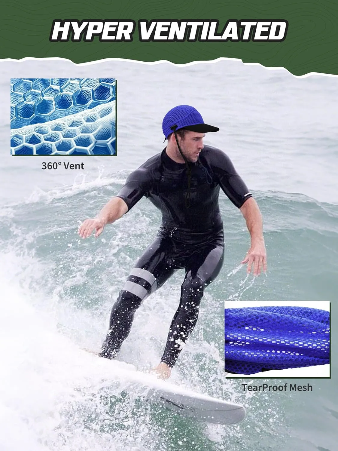 Breathable Baseball Caps for Men Women, Lightweight Mesh Beach Hat for Surfing, Cycling, Boating, Golf, Waterpark