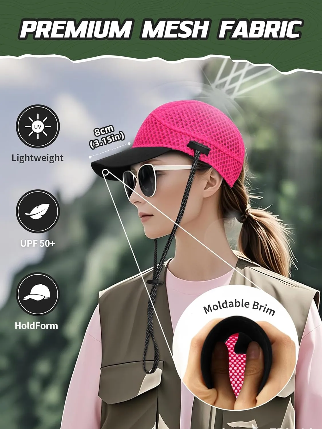 Breathable Baseball Caps for Men Women, Lightweight Mesh Beach Hat for Surfing, Cycling, Boating, Golf, Waterpark