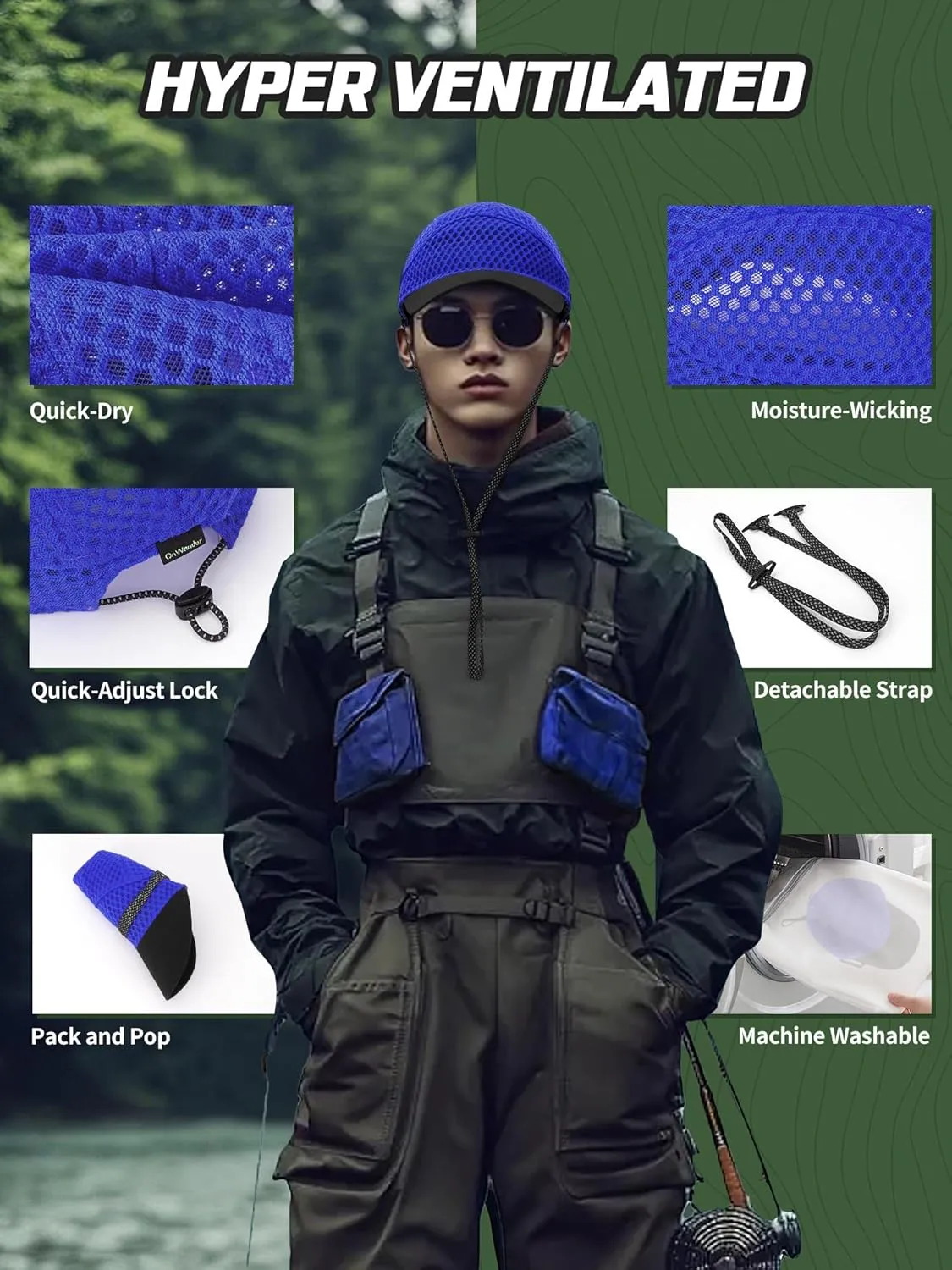 Breathable Baseball Caps for Men Women, Lightweight Mesh Beach Hat for Surfing, Cycling, Boating, Golf, Waterpark