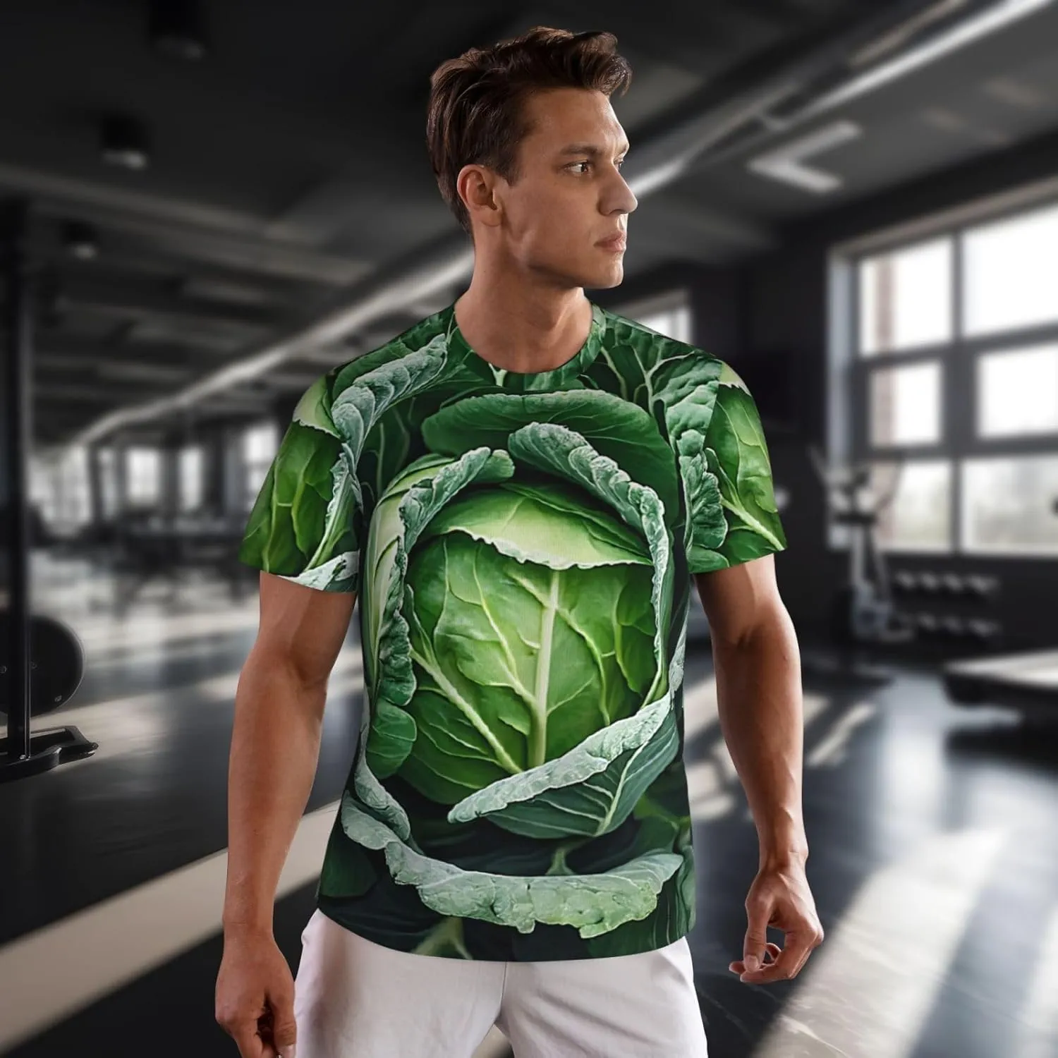 (Bright Cabbage) Men's Mesh T-Shirt, Outdoor Soft Modern Short Sleeved Tee Shirts for Men -