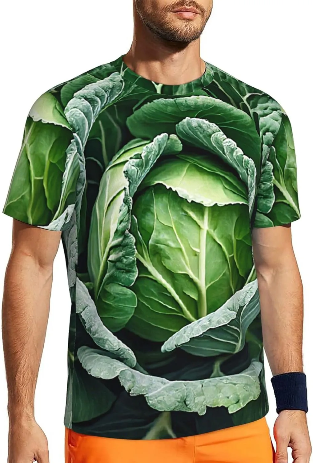(Bright Cabbage) Men's Mesh T-Shirt, Outdoor Soft Modern Short Sleeved Tee Shirts for Men -