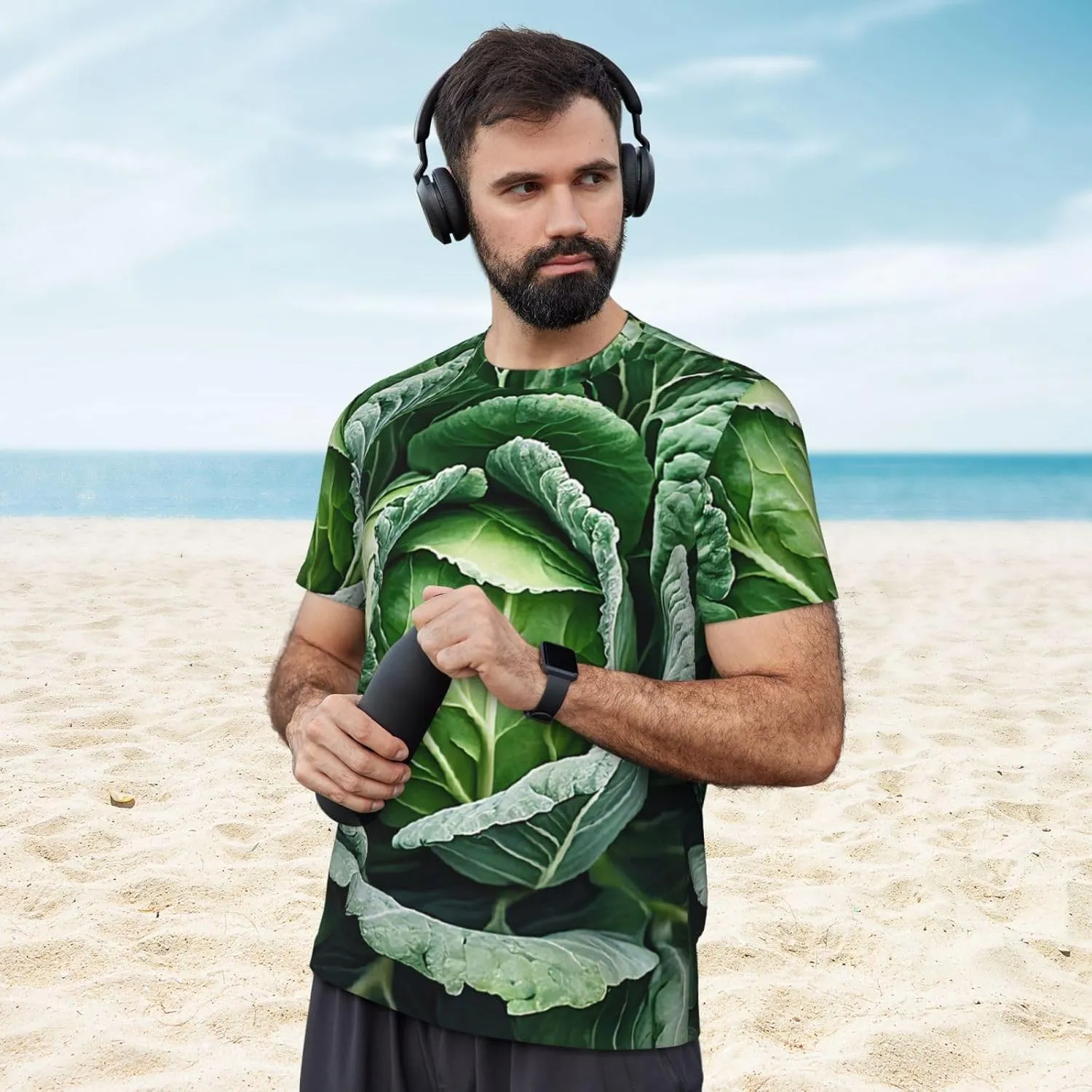 (Bright Cabbage) Men's Mesh T-Shirt, Outdoor Soft Modern Short Sleeved Tee Shirts for Men -