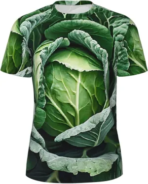 (Bright Cabbage) Men's Mesh T-Shirt, Outdoor Soft Modern Short Sleeved Tee Shirts for Men -