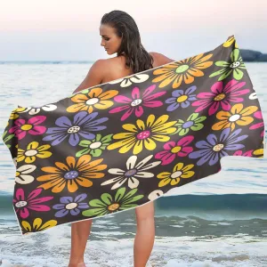 Bright Colorful Daisy Flowers Beach Towels Oversized 71x31in Extra Large Pool Towel with Mesh Storage Bag,Lightweight Sand Free Quick Dry Beach Towel Travel Towel for Swim Bath Yoga Camping Gym