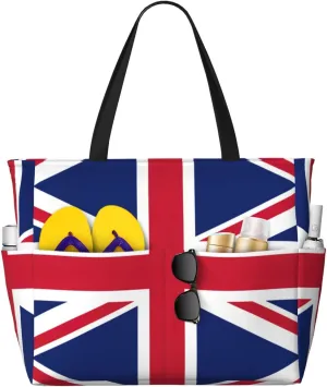 British Flag Large Capacity Foldable Tote Bag Women Beach Tote Bag Handbag Gym Bag Travel Shopping Bag